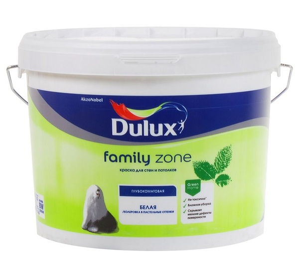 Краска на водной основе Dulux Family Zone база BW 9 л